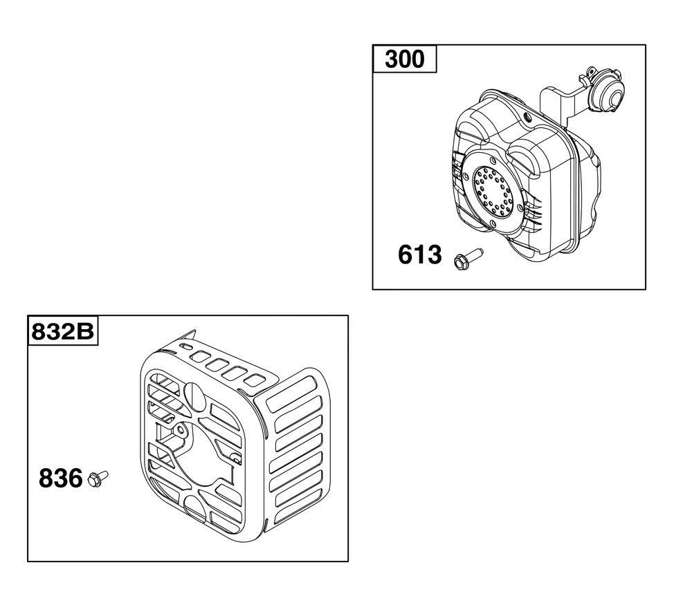 Exhaust Group Diagram and Parts List for 020000 - 09Z999 Briggs and Stratton Engine